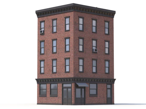 Edificio di appartamenti 7 PBR Modello 3D