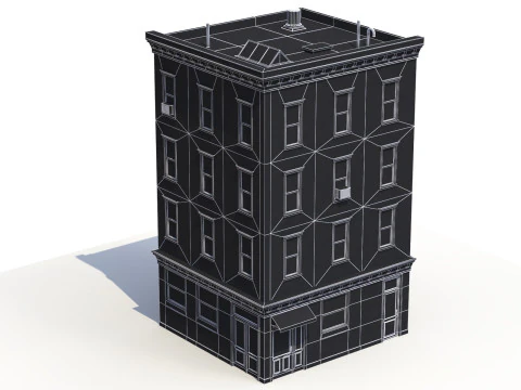Edificio di appartamenti 7 PBR Modello 3D