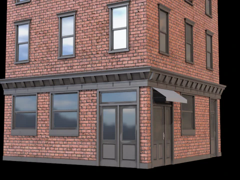 Edificio di appartamenti 7 PBR Modello 3D