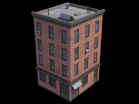 Edificio di appartamenti 7 PBR Modello 3D