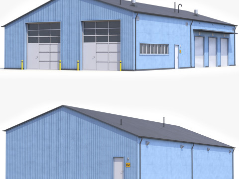 Blauw Industriegebouw 30 PBR 3D Model