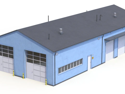 Blue Industrial Building 30 PBR 3D Model