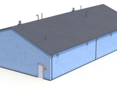 Blue Industrial Building 30 PBR 3D Model