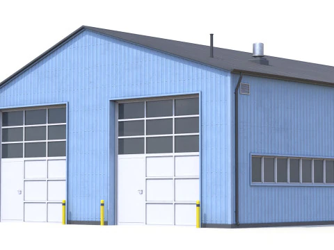 Blue Industrial Building 30 PBR 3D Model