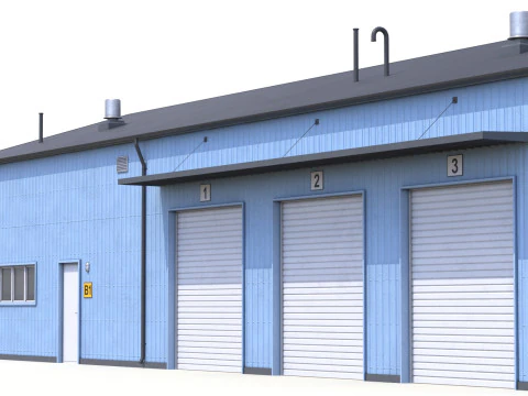 Blue Industrial Building 30 PBR 3D Model