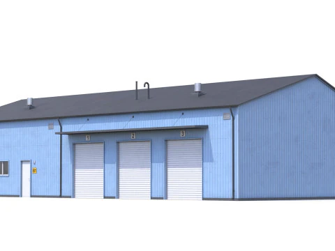 Blue Industrial Building 30 PBR 3D Model