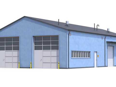 Blue Industrial Building 30 PBR 3D Model
