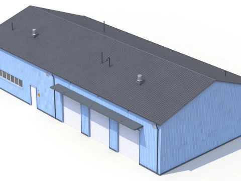 Blue Industrial Building 30 PBR 3D Model