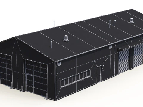 Blue Industrial Building 30 PBR 3D Model