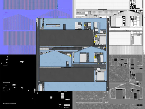 Blue Industrial Building 30 PBR 3D Model
