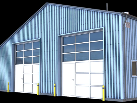 Blue Industrial Building 30 PBR 3D Model