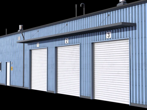 Blue Industrial Building 30 PBR 3D Model