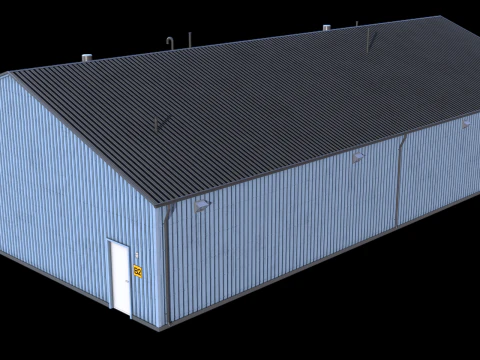 Blue Industrial Building 30 PBR 3D Model