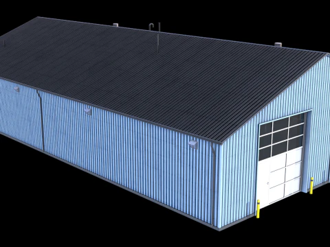 Blue Industrial Building 30 PBR 3D Model