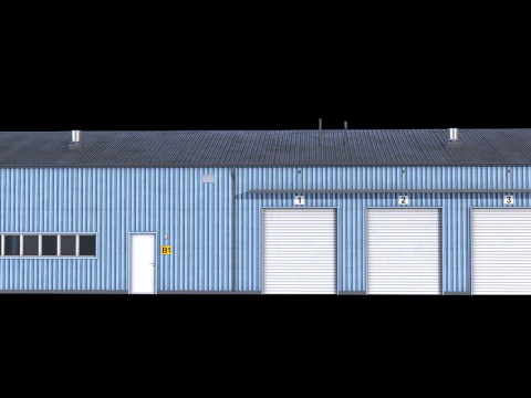 Blue Industrial Building 30 PBR 3D Model