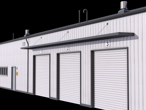 Gedung Industri 30 PBR Model 3D