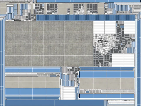 Голубое промышленное здание 31 PBR 3D Модель