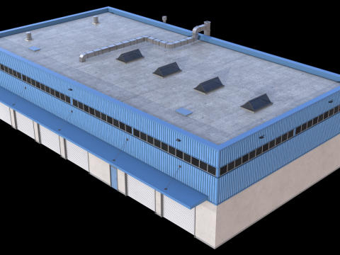 蓝色工业大厦31号PBR 3D 模型