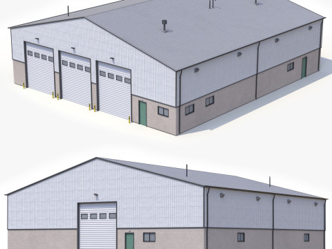 Bâtiment Industriel 32 PBR Modèle 3D