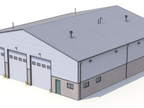 Pr&eacute;dio Industrial 32 PBR Modelo 3D