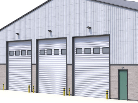 Pr&eacute;dio Industrial 32 PBR Modelo 3D