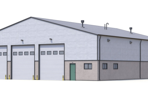 Pr&eacute;dio Industrial 32 PBR Modelo 3D