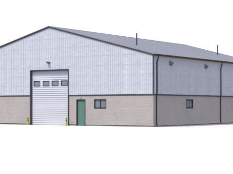 Pr&eacute;dio Industrial 32 PBR Modelo 3D