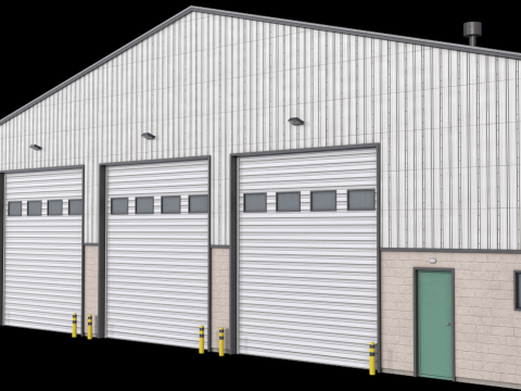 Pr&eacute;dio Industrial 32 PBR Modelo 3D
