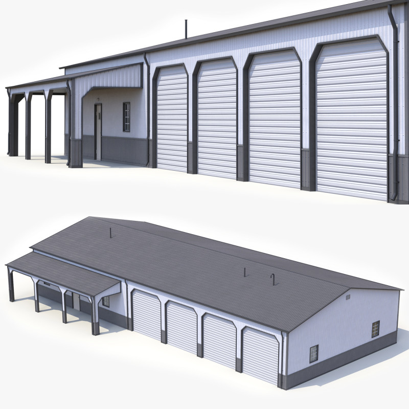 Edificio Industriale 34 PBR Modello 3D .c4d .max .obj .3ds .fbx .stl .blend 