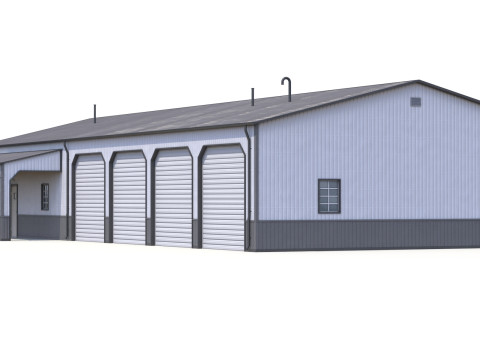 Edificio Industriale 34 PBR Modello 3D