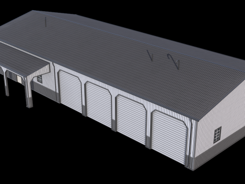 Edificio Industriale 34 PBR Modello 3D