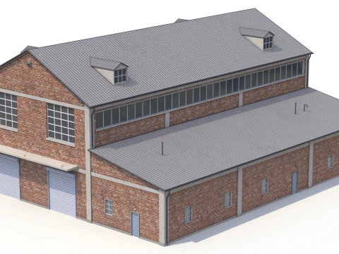 Brick Industrial Building 35 PBR 3D Model