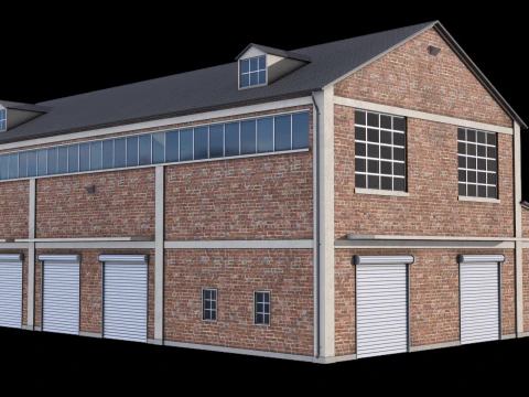 Brick Industrial Building 35 PBR 3D Model