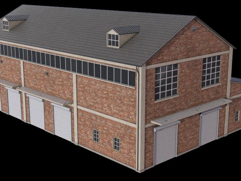 Brick Industrial Building 35 PBR 3D Model