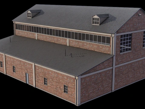 Brick Industrial Building 35 PBR 3D Model