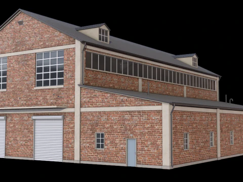 Brick Industrial Building 35 PBR 3D Model