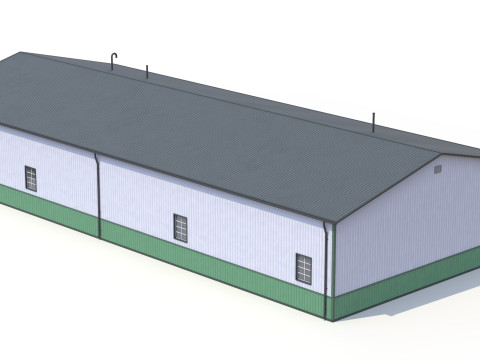 Green Industrial Building 34 PBR 3D Model