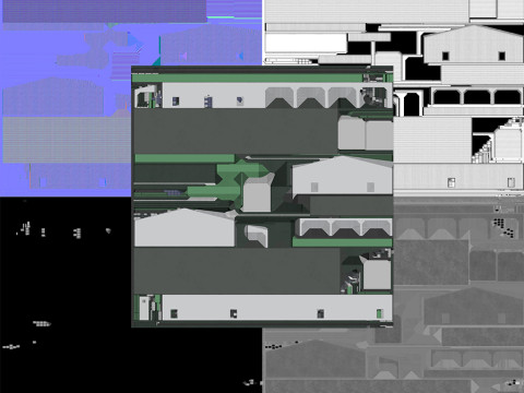 Green Industrial Building 34 PBR 3D Model
