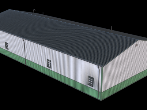 Green Industrial Building 34 PBR 3D Model