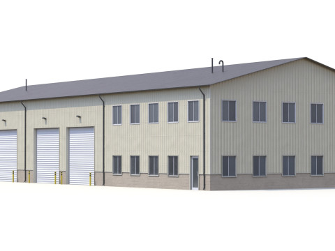 Budynek Przemysłowy 38 PBR Model 3D