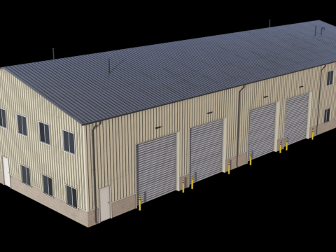 Budynek Przemysłowy 38 PBR Model 3D