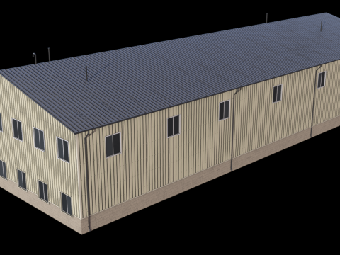 Budynek Przemysłowy 38 PBR Model 3D