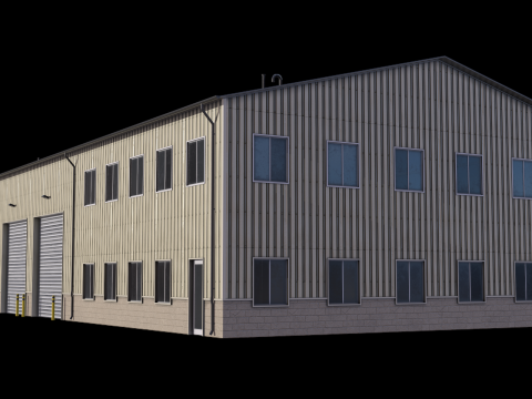 Budynek Przemysłowy 38 PBR Model 3D