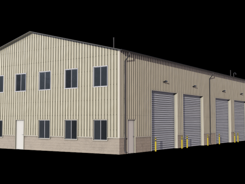 Budynek Przemysłowy 38 PBR Model 3D