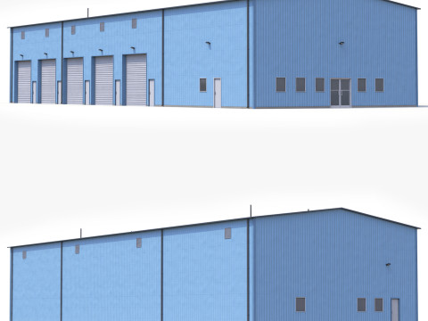 Blue Industrial Building 36 PBR 3D Model