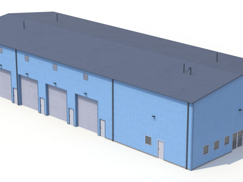 Edificio industriale blu 36 PBR Modello 3D
