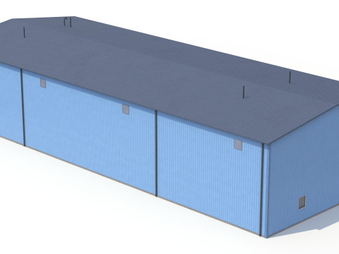 Edificio industriale blu 36 PBR Modello 3D