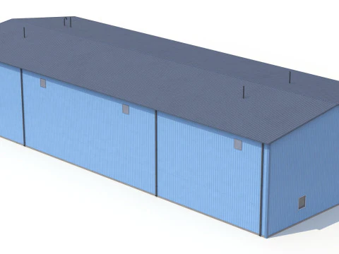 Gedung Industri Biru 36 PBR Model 3D