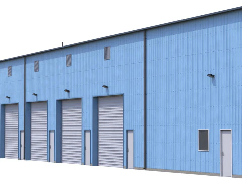 Gedung Industri Biru 36 PBR Model 3D