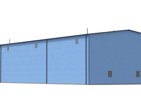 Edificio industriale blu 36 PBR Modello 3D